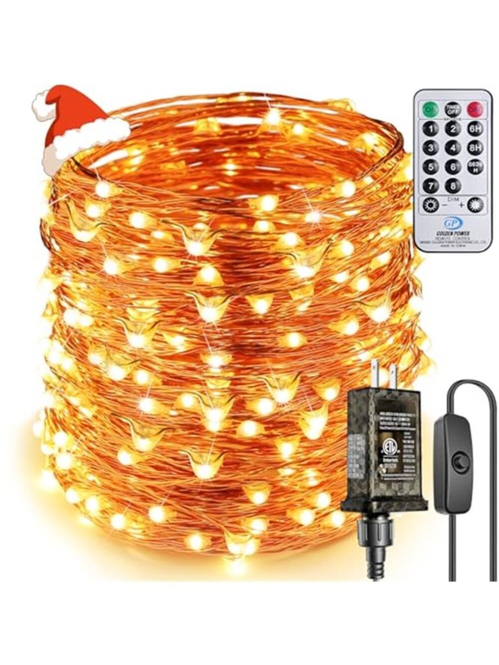 Warm White Copper Wire Fairy Lights 99ft LED String Lights Remote Timer Dimmable